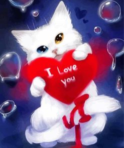 Cat With A Heart Diamond Paintings