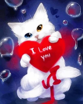 Cat With A Heart Diamond Paintings