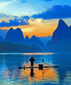 Chinese Landscape Mountains Silhouette Diamond Paintings
