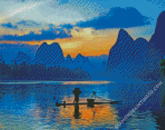 Chinese Landscape Mountains Silhouette Diamond Paintings