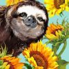 Cute Sloth And Sunflowers Art Diamond Paintings