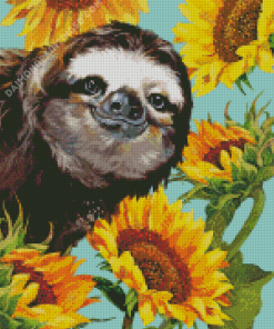 Cute Sloth And Sunflowers Art Diamond Paintings