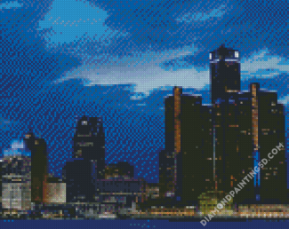 Detroit Skyline Michigan Diamond Paintings