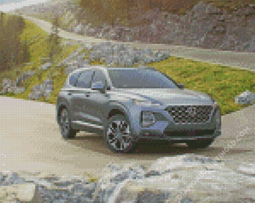 Grey Hyundai Santa Fe Car Diamond Paintings