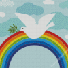 Illustration Rainbow With Dove Diamond Paintings