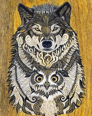 Mandala Owl And Wolf Diamond Paintings