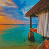 Montego Bay Jamaica Huts At Sunset Diamond Paintings