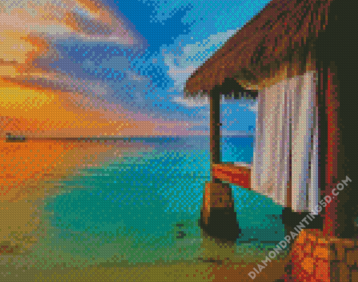 Montego Bay Jamaica Huts At Sunset Diamond Paintings