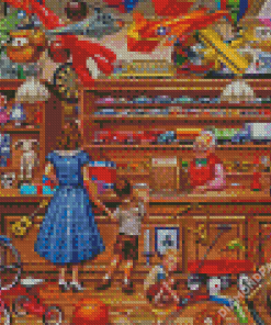 Mother And Son In Toy Shop Diamond Paintings