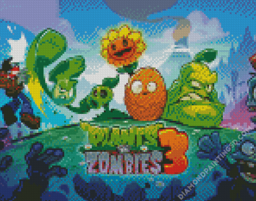 Plants Vs Zombies Game Poster Diamond Paintings