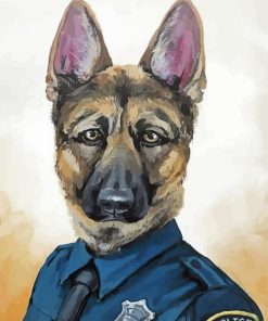 Police Dog In Suit Diamond Paintings