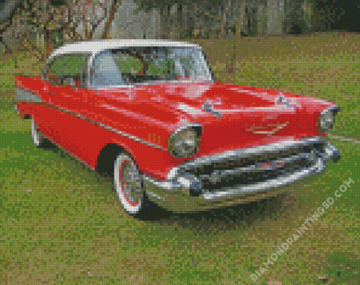 Red And White 57 Chevy Diamond Paintings