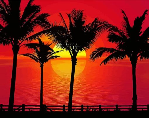 Sunset Palm Tree Diamond Paintings