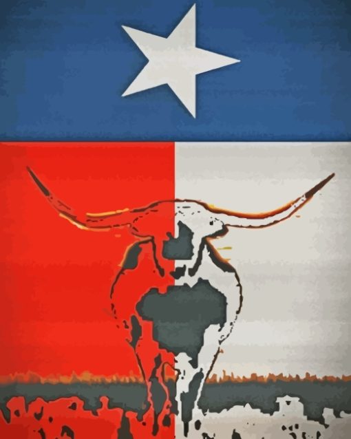 Texas Longhorn Flag Poster Diamond Paintings