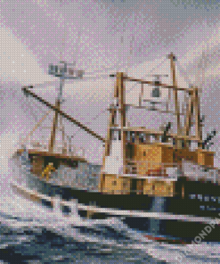 Trawler In Ocean Diamond Paintings