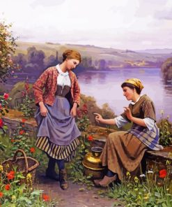 Two Women Talking In Garden Diamond Paintings