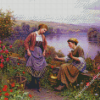 Two Women Talking In Garden Diamond Paintings