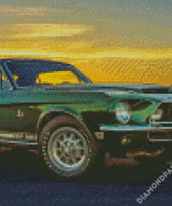 Vintage Green Mustang Diamond Paintings