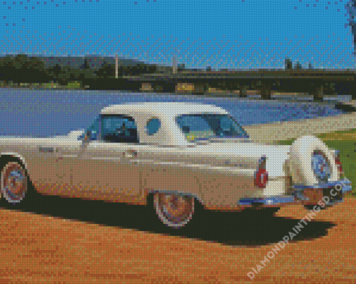 White 56 Ford Thunderbird Diamond Paintings
