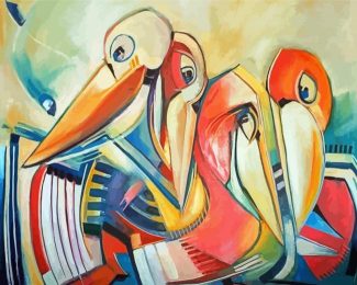 Abstract Pelicans Diamond Paintings