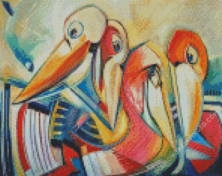 Abstract Pelicans Diamond Paintings