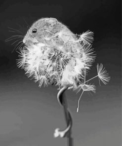 Black And White Mouse And Dandelion Diamond Paintings