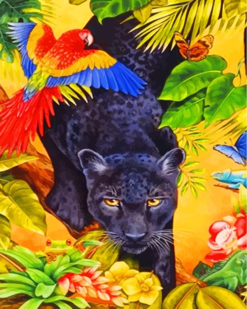 Black Jaguar Jungle Diamond Paintings
