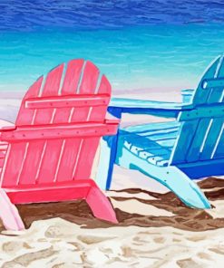 Blue And Pink Adirondack Chairs Diamond Paintings