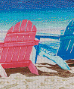Blue And Pink Adirondack Chairs Diamond Paintings