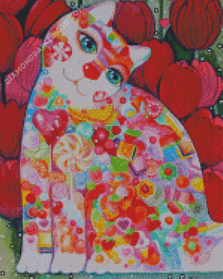 Colorful Kitten And Candy Diamond Paintings