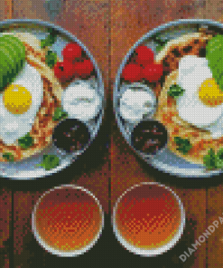 Healthy Morning Breakfast Egg And Salad Diamond Paintings