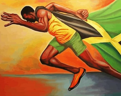 Jamaican Man Running Diamond Paintings