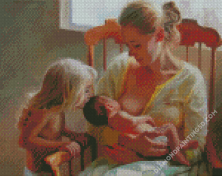 Mother Breast Feeding Baby Diamond Paintings