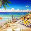 Bicycle On Beach Art Diamond Paintings