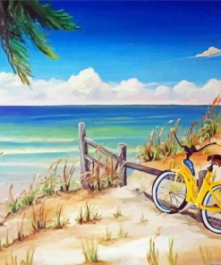 Bicycle On Beach Art Diamond Paintings