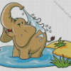 Cartoon Elephant Bathing Diamond Paintings