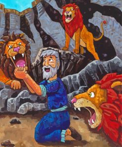 Daniel In The Lions Den Art Illustration Diamond Paintings