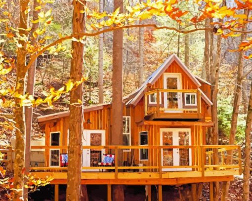 Fall Cabin Diamond Paintings