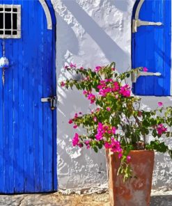 House With Blue Door Diamond Paintings