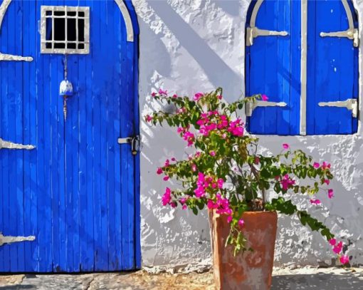 House With Blue Door Diamond Paintings