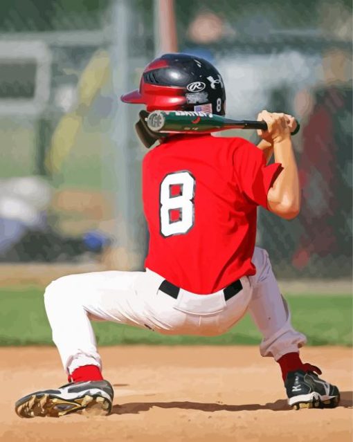 Little Boy Playing Baseball Diamond Paintings