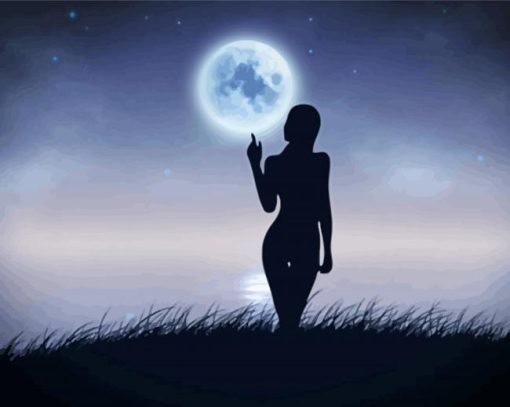 Moon Woman Silhouette Art Diamond Paintings
