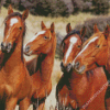 Native Brown Horses Diamond Paintings