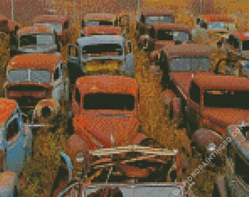 Old Cars in Yard Diamond Paintings