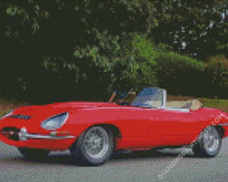 Red Jaguar Type 1 Car Diamond Paintings