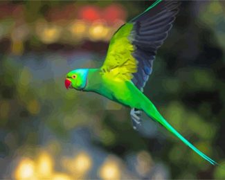 Rose Ringed Parakeet Bird Flying Diamond Paintings