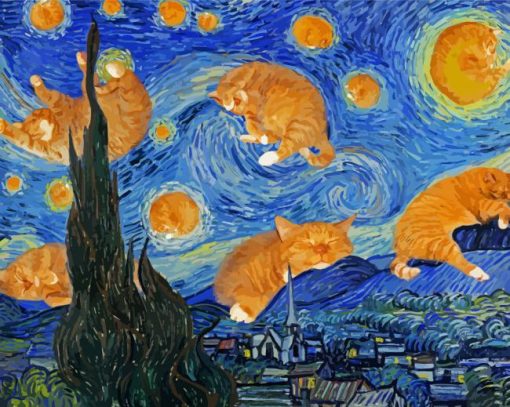 Starry Night Cats Diamond Paintings