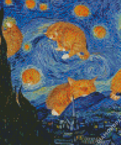 Starry Night Cats Diamond Paintings
