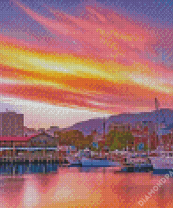 Sunset In Tasmania Harbor Diamond Paintings
