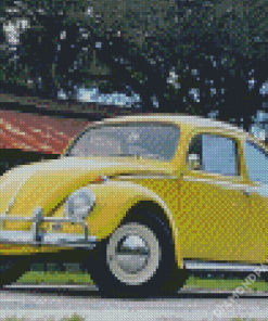 Vintage Yellow Volkswagen Bug Diamond Paintings